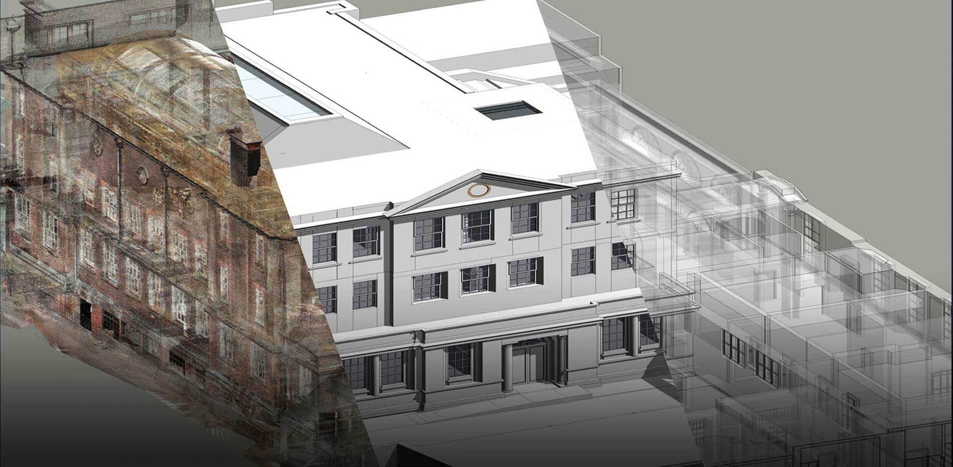 3D Scan to BIM conversion with 10+/-mm accuracy saves time for an As-built international broadcast centre in UK.