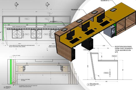 Reception Desk CAD Drafting and Modeling
