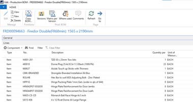 BOM generated through DriveWorks in Navision