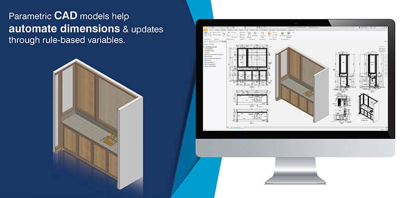 Parametric CAD models help automate dimensions & updates through rule-based variables.